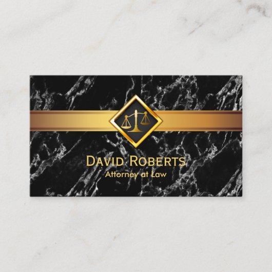 弁護士金ゴールドジャスティススケール弁護士モダン大理石 名刺 (正面)