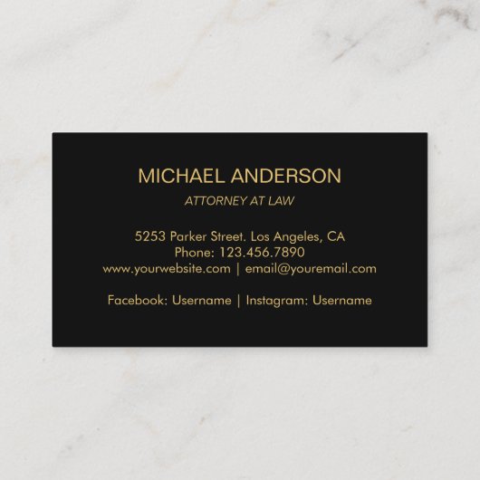 弁護士金ゴールドスケールモダンストライプ弁護士 名刺 (裏面)