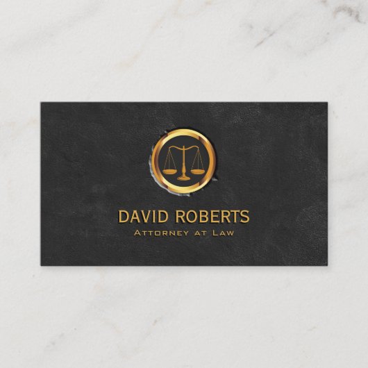 弁護士金ゴールドスケールロゴブラック弁護士 名刺 (正面)