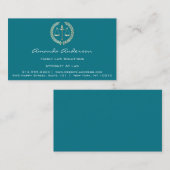 弁護士金ゴールドスケール弁護士カスタムティール（緑がかった色）ブルー 名刺 (正面/裏面)