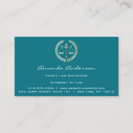 弁護士金ゴールドスケール弁護士カスタムティール（緑がかった色）ブルー 名刺