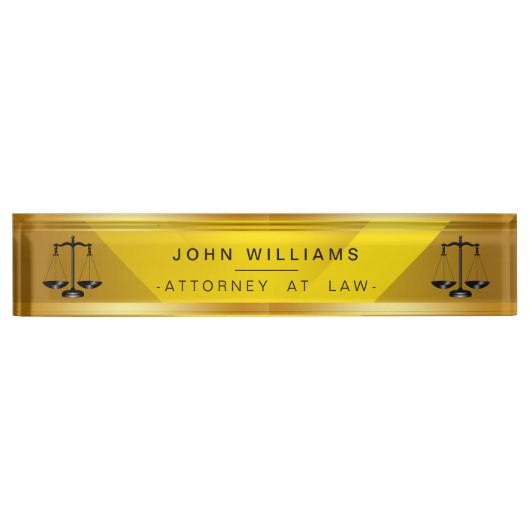 弁護士金ゴールドブラックリーガルスケールクラシック デスクネームプレート (正面)