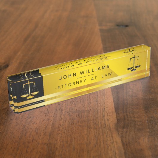弁護士金ゴールドブラック法律規模司法 デスクネームプレート (側面)