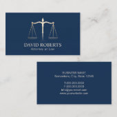 弁護士金ゴールド司法スケーエレガントルネイビーブルー 名刺 (正面/裏面)