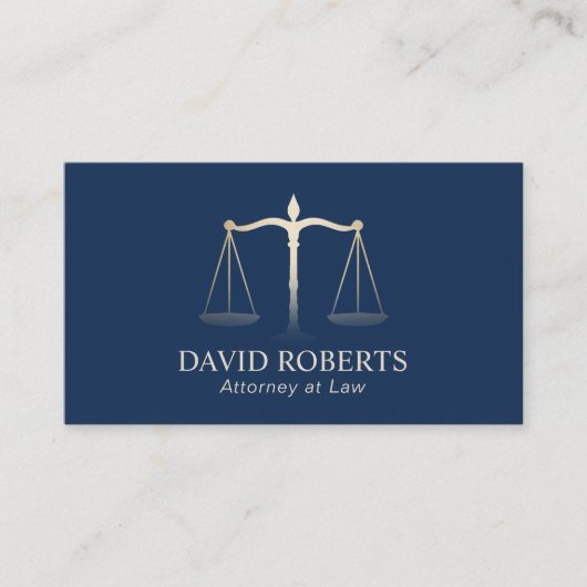 弁護士金ゴールド司法スケーエレガントルネイビーブルー 名刺 (正面)