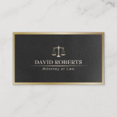弁護士金ゴールド枠付ブラックレザー弁護士 名刺 (正面)