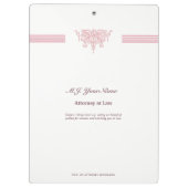 弁護士高級ストライプとピンクジャスティスエンブレム クリップボード (裏面)