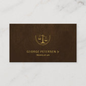 弁護士高級金ゴールドスケールブラウンレザールック 名刺 (正面)