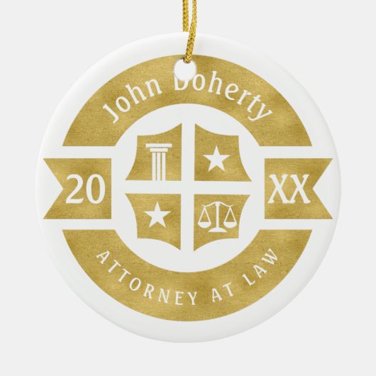 弁護士20XX弁護士 |装飾黄金 セラミックオーナメント (正面)