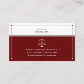 弁護士 |はかりで測ダークレッドの司法法 名刺 (裏面)