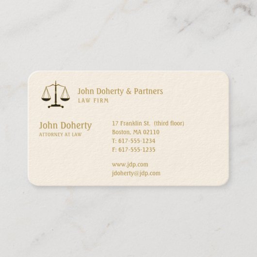 弁護士 |エレガント金ゴールド 名刺 (正面)