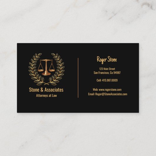 弁護士、ゴールデンリースおよび法規の規模 名刺 (裏面)
