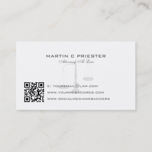 弁護士、ジャスティススケールウォーターマーク 名刺 (裏面)