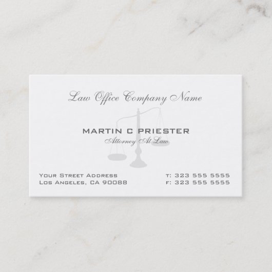 弁護士、ジャスティススケールウォーターマーク 名刺 (正面)