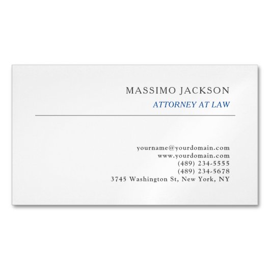 弁護士 ブラック ホワイト マグネット名刺 (正面)