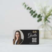 弁護士 ブラック QR コード ゴールド 写真入り 名刺 (スタンド正面)