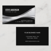 弁護士-モダンブラックシルバー金属 名刺 (正面/裏面)