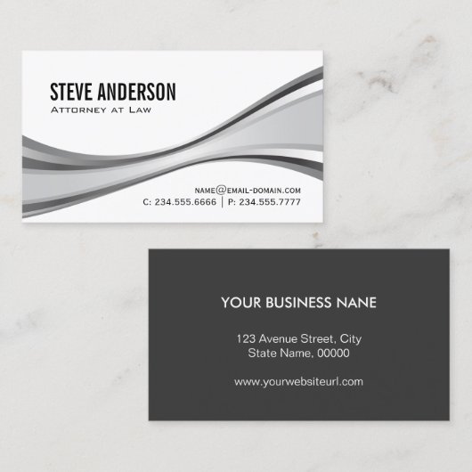 弁護士- モダン白黒波形ルック 名刺 (正面/裏面)