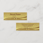 弁護士 – 光沢のある金ゴールドダマスク スキニー名刺 (正面/裏面)