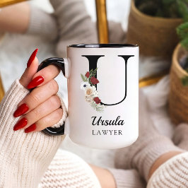 弁護士 卒業生のためのオーダーメイド フローラル アルファベット マグ ギフト