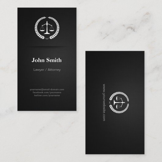 弁護士/弁護士-プロフェッショナルエレガントブラック 名刺 (正面/裏面)