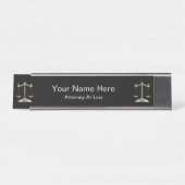 弁護士|弁護士-黒および銀 デスクネームプレート (正面)