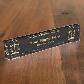 弁護士|弁護士-黒と金ゴールド デスクネームプレート (側面)