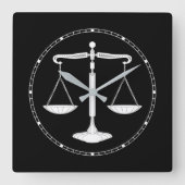 弁護士 |白はかりで測 スクエア壁時計 (正面)