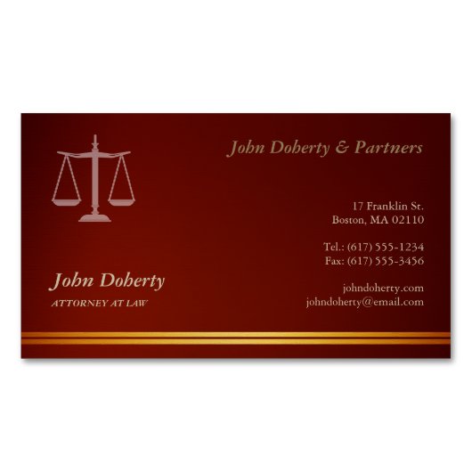 弁護士 |赤エレガント色 マグネット名刺 (正面)