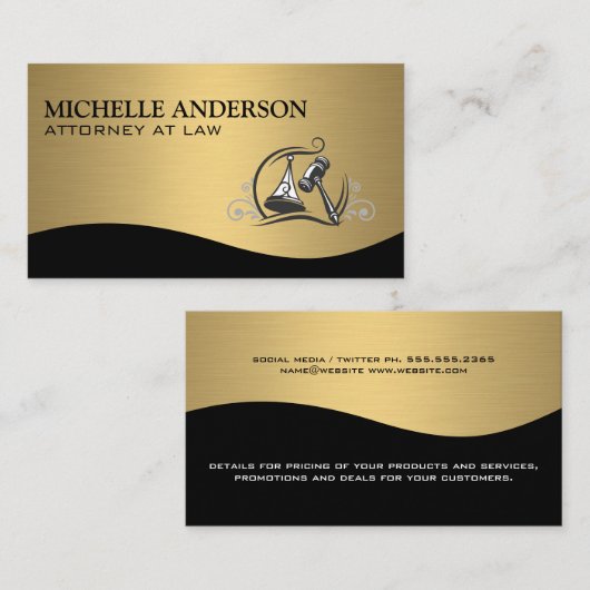 弁護士 | 金ゴールド金属 | ゲベル 名刺 (正面/裏面)