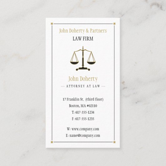 弁護士 |黒エレガント金ゴールド 名刺 (正面)