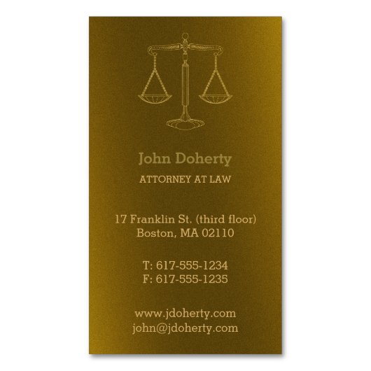 弁護士 | Perfect はかりで測 Golden of Justice マグネット名刺 (正面縦)