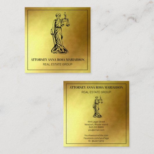 *～*弁護士AP15弁護士裁判盲金箔 スクエア名刺 (正面/裏面)