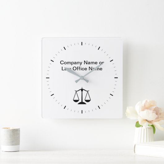 弁護士Office Companyロゴ時計 スクエア壁時計 (ホーム)