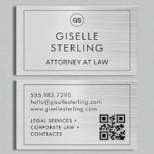 弁護士QRコードブラシ付きシルバーモノグラム 名刺