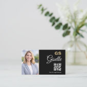 弁護士QRコード ブラックゴールド写真  名刺 (スタンド正面)