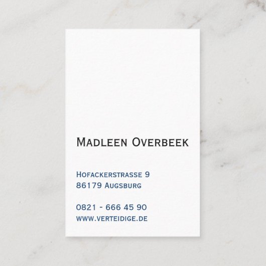 弁護士Visittenkarten 名刺 (裏面)