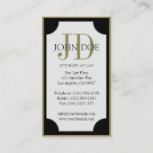 弁護士W/Bの金ゴールドのモノグラムかボーダー 名刺 (裏面)