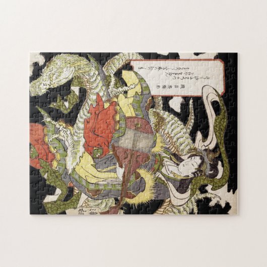 弁財天美しいの女神ドラゴンアートに着座 ジグソーパズル (横)