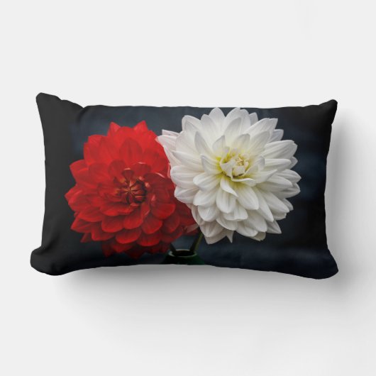 弁赤と白付き花屋外枕 ランバークッション (正面)