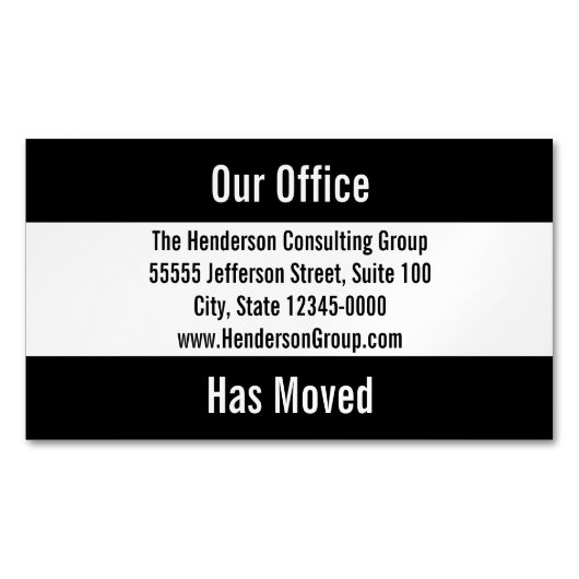 弊社は引っ越しのお知らせテンプレート マグネット名刺 (正面)