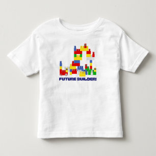 式のブロックとのかわいい未来の建築者のデザイン トドラーTシャツ