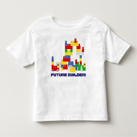 式のブロックとのかわいい未来の建築者のデザイン トドラーTシャツ (正面)