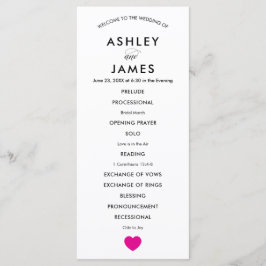 式の明るい赤紫色のハートのためのモダンな結婚式プログラム プログラム