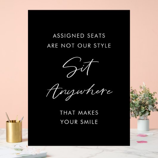 式の結婚席は黒く座る アクリルサイン (ウェディング)