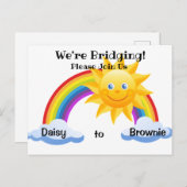 式の郵便はがきの招待を繋ぐブラウニーへのデイジー 案内ポストカード (正面/裏面)