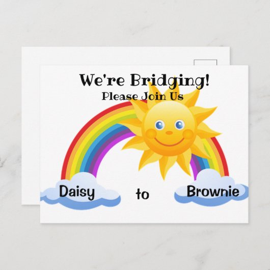 式の郵便はがきの招待を繋ぐブラウニーへのデイジー 案内ポストカード (正面/裏面)