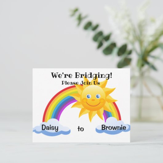 式の郵便はがきの招待を繋ぐブラウニーへのデイジー 案内ポストカード (スタンド正面)