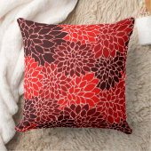 式はっきりした赤いダリア花のパターン クッション (ブランケット)