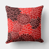 式はっきりした赤いダリア花のパターン クッション (裏面)